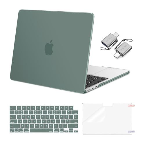 MOSISO Compatible with MacBook Air 13 inch Case M5 2026 M4 2025 M3 M2 20242022 A3449 A3240 A3113 A2681 Hard ShellKeyboard CoverScreen FilmType C for MacBook Air 136 inch Case Emerald Green - Image 1
