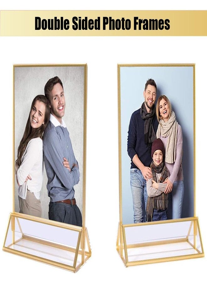 Climberty® Acrylic Gold Sign Holders, 5.9x8.2 inch Clear Picture Frames with Gold Borders and Vertical Stand, Double Sided Table Menu Display Stand for Restaurant Signs, Party Table and Photos 6Pcs - Image 3