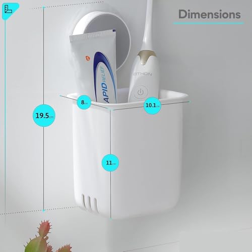 VYOOx Wall Mounted Toothbrush Holder, Plastic Bathroom Storage Organiser, White (2) - Image 4