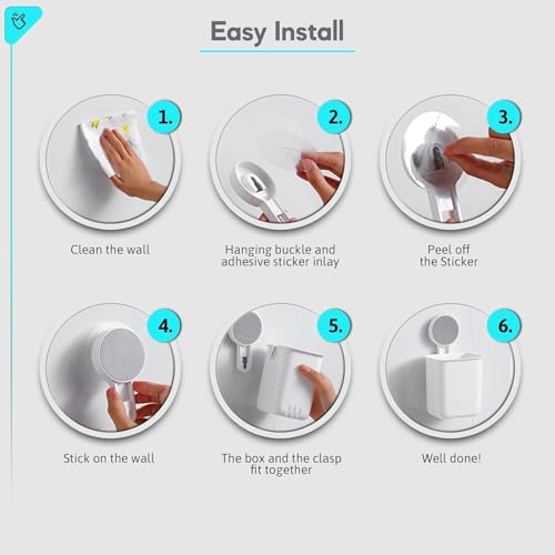 VYOOx Wall Mounted Toothbrush Holder, Plastic Bathroom Storage Organiser, White (2) - Image 2