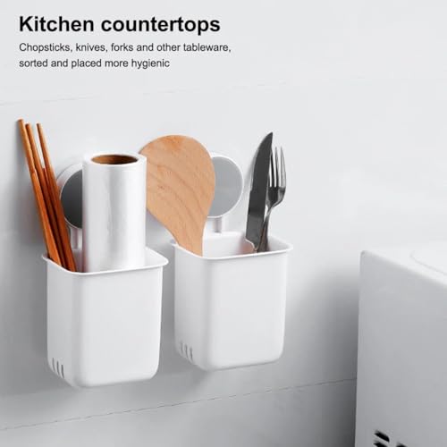 VYOOx Wall Mounted Toothbrush Holder, Plastic Bathroom Storage Organiser, White (2) - Image 5
