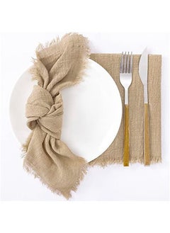 Set of 8 Linen Napkins Caramel  Spring Cloth Napkins Washable Cotton Dinner Napkins Fringe 17x17 for Wedding Party Bridal Baby Shower Birthday Table Decorations - pzsku/ZA77E24BBD764EF90616DZ/45/_/1740517315/a8251b86-1bb9-4c87-9504-1eb5f0e8b897