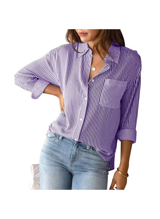 VUELO European And American Women's New Striped Cardigan Top Loose Casual Long Sleeve Shirt Women - Image 4