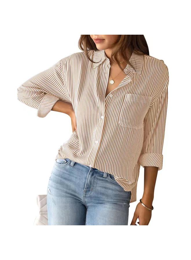 VUELO European And American Women's New Striped Cardigan Top Loose Casual Long Sleeve Shirt Women - Image 2