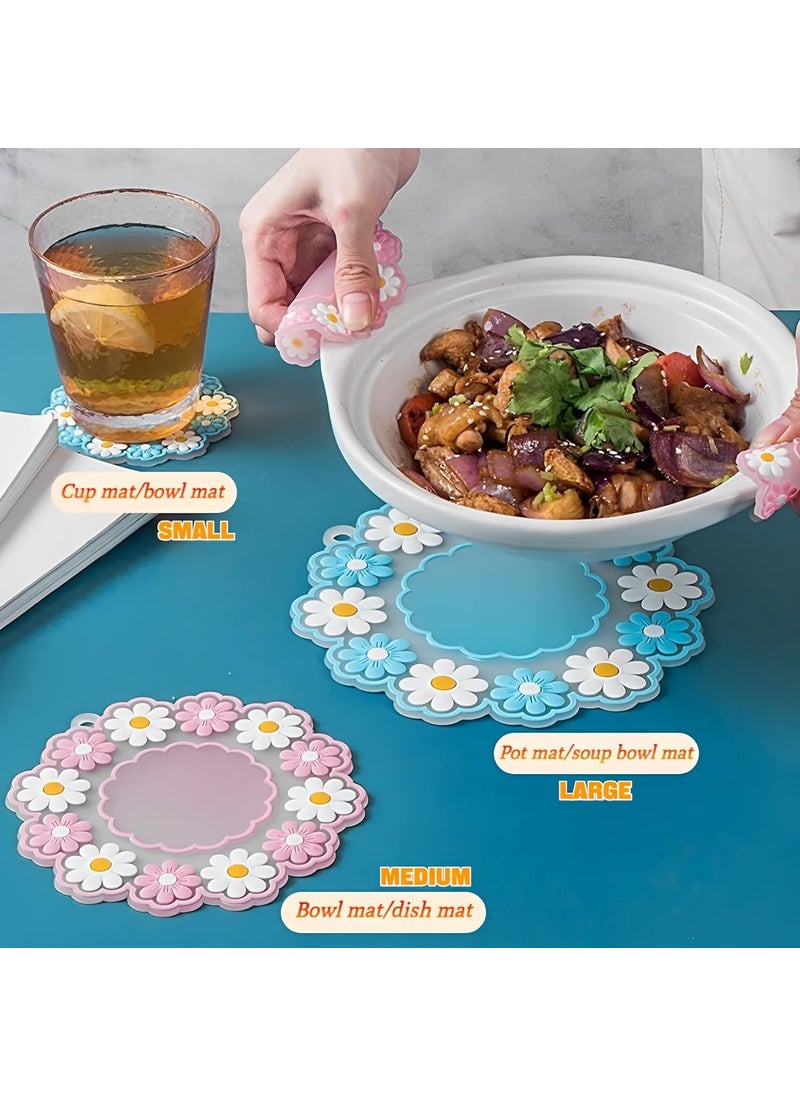 Puno Puno Silicone Hot Pot HolderHot MatDining Table mat3 Set Small9cmMedium15cmLarge19cm mat Finish Trivet Pack of 3  - Image 4