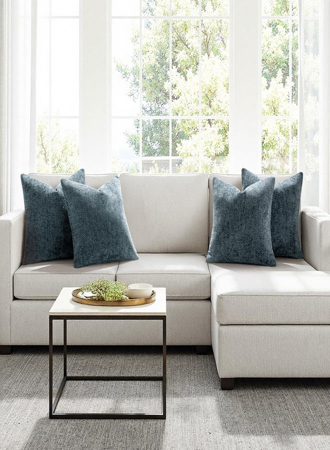 ميولي مجموعة من 4 أغطية وسائد زينة للأريكة من MIULEE، مقاس 18×18 بوصة، لون أزرق داكن، أغطية وسائد ناعمة من الشانيل، أغطية وسائد مزخرفة بنمط ريفي، مناسبة لديكور المنزل البوهيمي، غرفة النوم، غرفة المعيشة. - Image 4