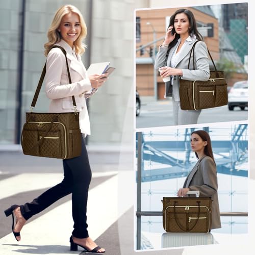 RAINSMORE Teacher Tote Bag 15.6 inch Laptop Bag for Women Work Bags Laptop Tote Nurse Bag Professional Computer Messenger with Insulated Pocket, Laptop Briefcase for Office, College, Nursing, Coffee - Image 2