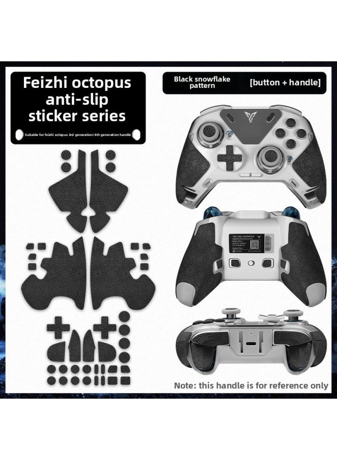 For Feizhi Octopus 4 Handle Anti-slip Sticker Octopus 3 Handle Protective Cover Game Grip Wear-resistant Sticker Film-Color:Black Snowflake Pattern 【handle + on】 - Image 1