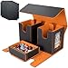 AFIING MTG Commander Deck Box 200 Double Sleeved Cards Storage 3in1 Magnetic Card Case Organizer for Magic The Gathering TCG CCG 4 Dividers 2 Toploaders BlackOrange - Image 3