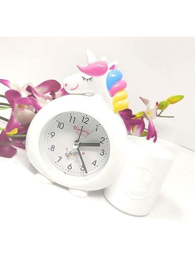PARTEET Plastic Alarm Analog Clock With Pen Holder For Kids, Bedroom Unicorn Alarm Clock, Watch For Girls Loud Bell Alarm Table Clock For Heavy Sleepers (Assorted), 13 Centimeters, 14 CM - Image 2