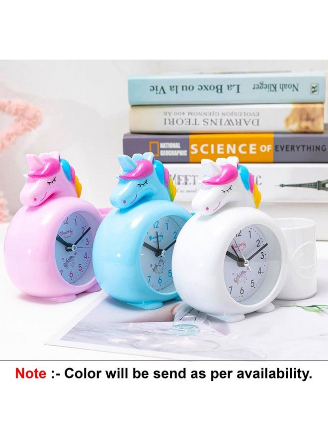 PARTEET Plastic Alarm Analog Clock With Pen Holder For Kids, Bedroom Unicorn Alarm Clock, Watch For Girls Loud Bell Alarm Table Clock For Heavy Sleepers (Assorted), 13 Centimeters, 14 CM - Image 5