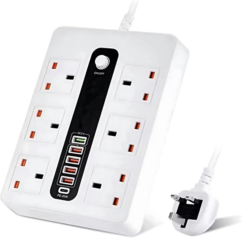 Biki Extension Board with USB Slots, 3M Power Strip Surge Protector, 2500W Multi Plug Socket - توصيلة كهربائية 3 متر مع منافذ USB ومشترك كهرباء ضد الحريق - Image 4