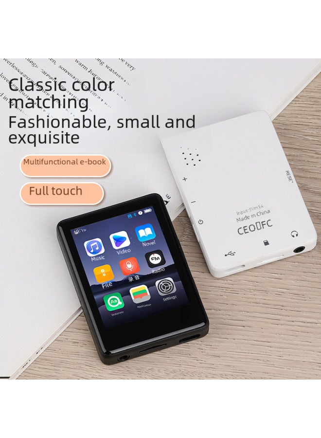 2.4-inch Full-touch Mp4 Player Bluetooth Electronic Book Study Recording Radio Broadcasting Video Player P3-Body Color:White-Memory Capacity:Complete Set With 64GB Memory Card  - Image 2