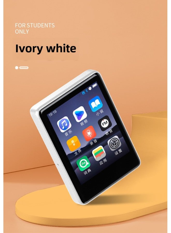 2.4-inch Full-touch Mp4 Player Bluetooth Electronic Book Study Recording Radio Broadcasting Video Player P3-Body Color:White-Memory Capacity:Complete Set With 64GB Memory Card  - Image 1