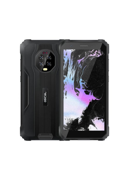 هاتف ذكي متين OSACL S60  مقاوم للماء ومقاوم للصدمات مع نظام Android 11 هاتف  4G ثنائي الشريحة، 5.7 بوصة 4980 مللي أمبير، 3 جيجابايت + 16 جيجابايت / 128 جيجابايت، تخزين إضافي، 8 ميجابكسل، معرف الوجه، نظام تحديد المواقع الدقيق - اسود