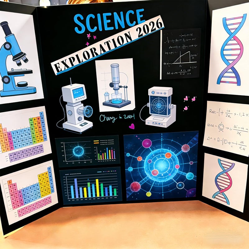 AKONEGE 3PCS Small Trifold Poster Board, 21 x 14 Inches Black Corrugated Cardboards Mini Tri Fold Poster Boards for School Projects, Science Fair, Business Presentations, Exhibitions, Event Display - Image 5