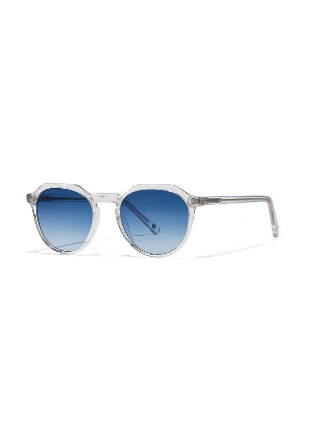 30Sundays Daredevil,Unisex Sunglasses, Geometric Sunglasses, UV Protection: UV400 (Transparent,Blue)