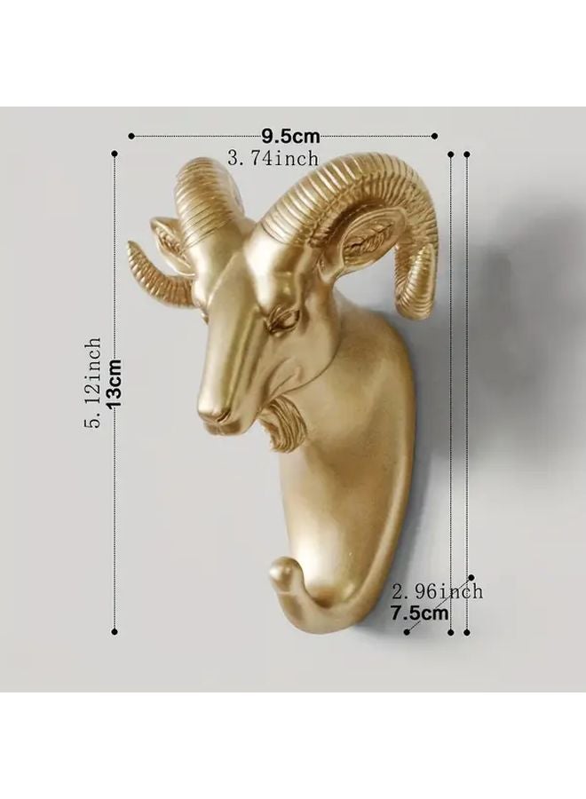 Golden Ram Head Hook Rust Proof Strong Adhesive Wall Hanging Decor - Image 1