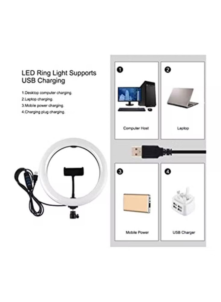 ضوء حلقة تصوير LED مع حامل ثلاثي أسود/أبيض - Image 3