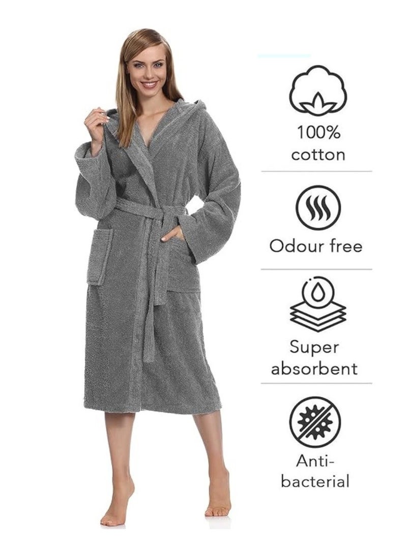 White Rose - Grey Color Lightweight And Cloud Soft Terry Bathrobe XL Size - Image 1
