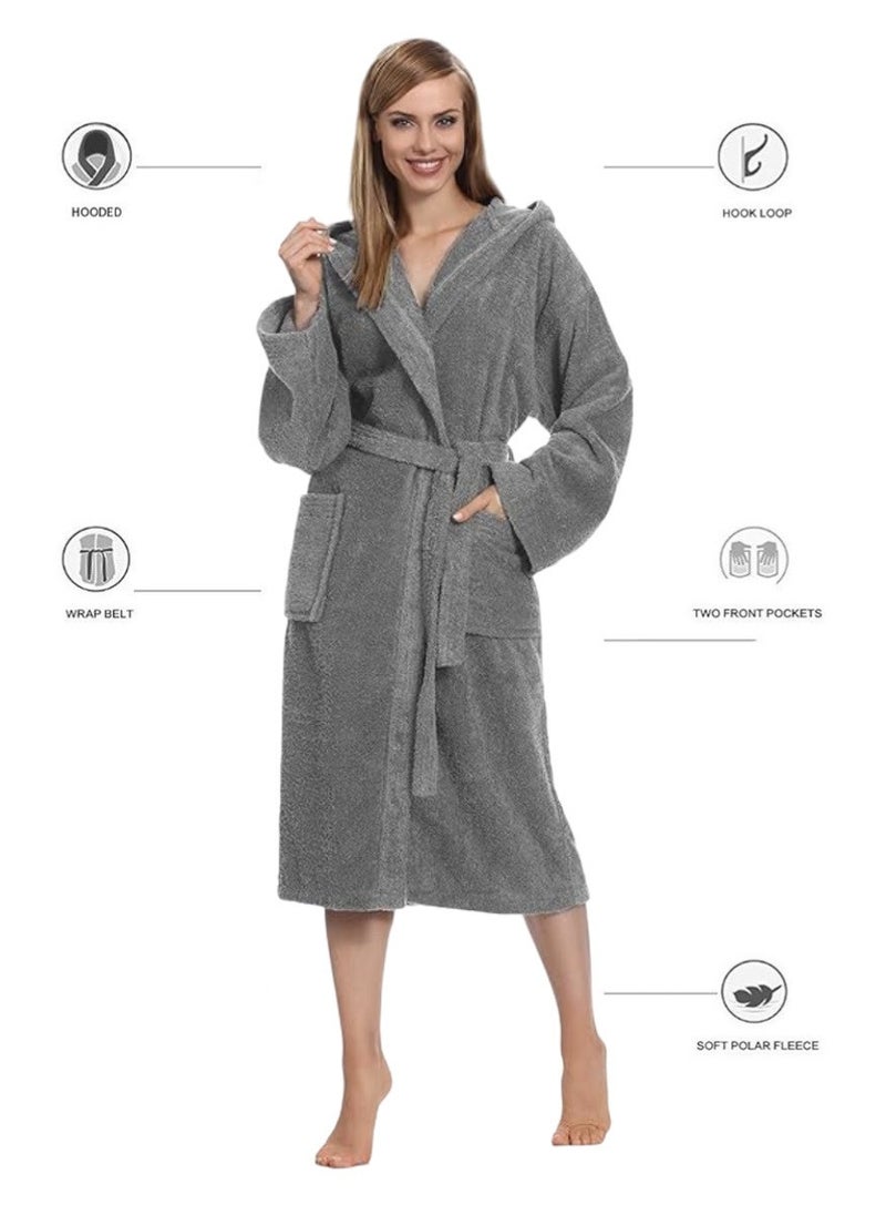White Rose - Grey Color Lightweight And Cloud Soft Terry Bathrobe XL Size - Image 1
