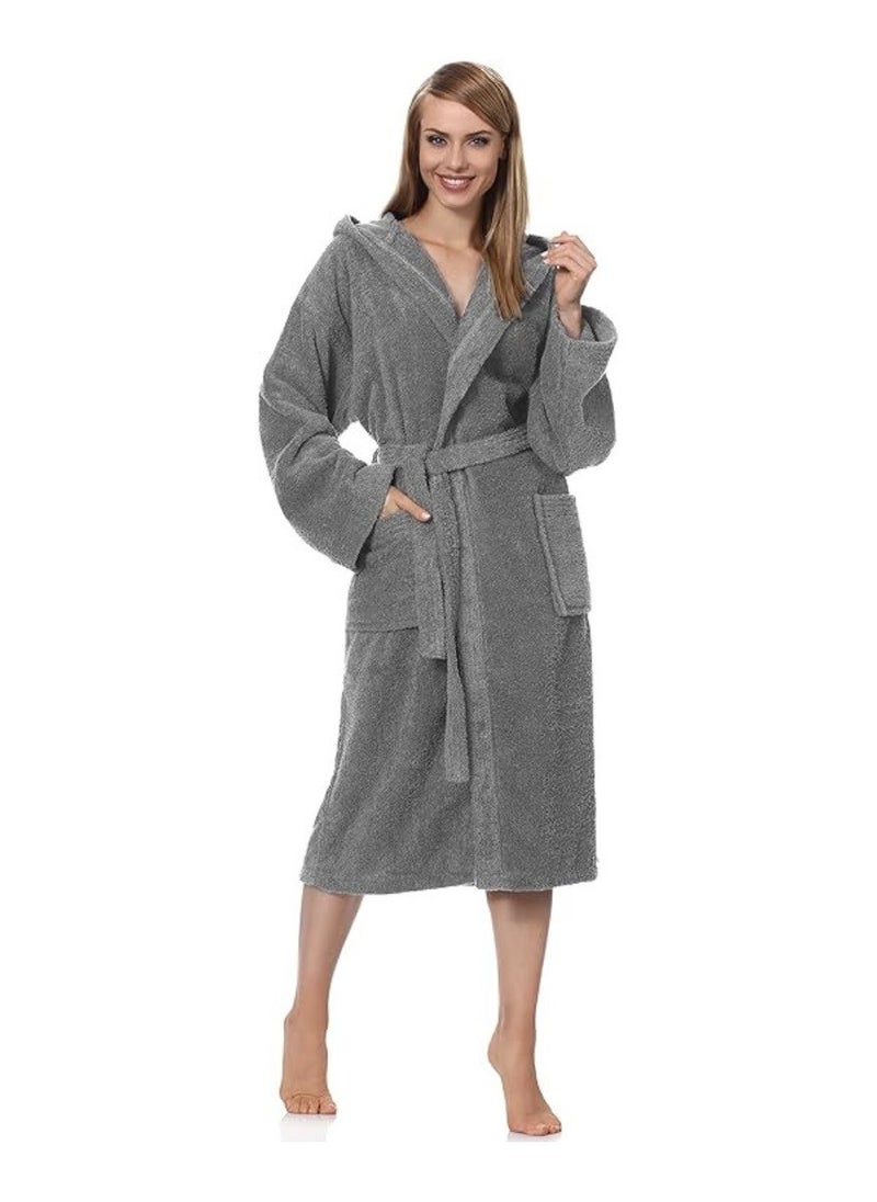 White Rose - Grey Color Lightweight And Cloud Soft Terry Bathrobe XL Size - Image 1