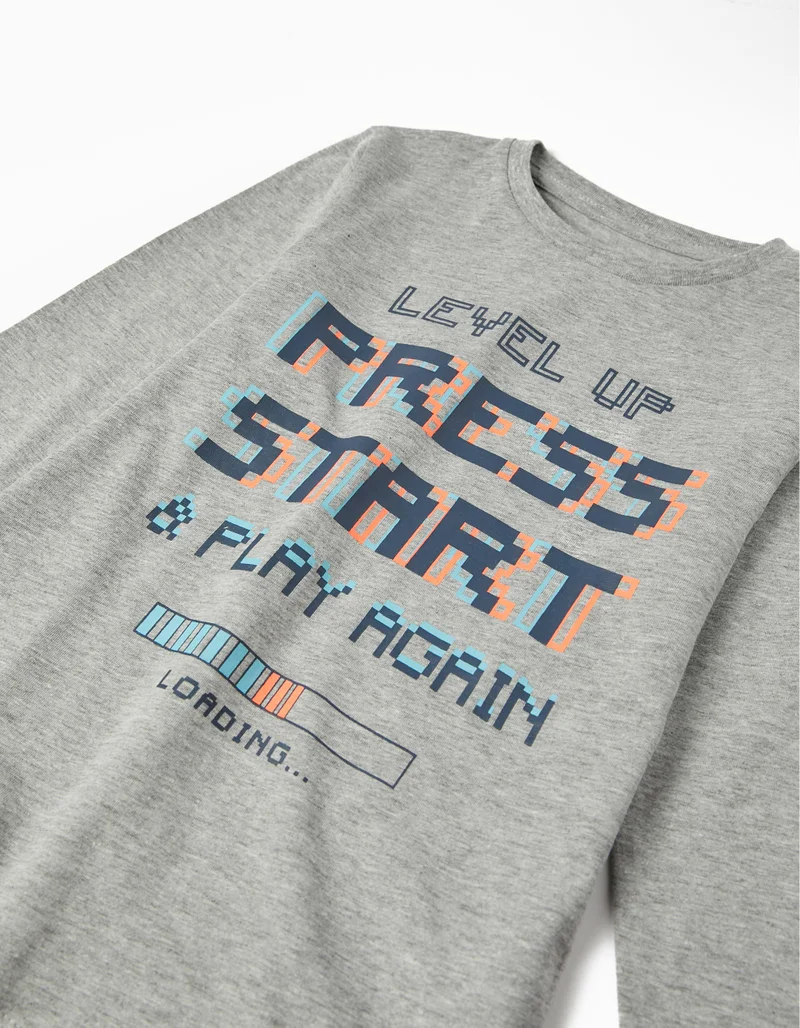 Zippy Long-sleeve Cotton T-shirt for Boys 'Play', Grey