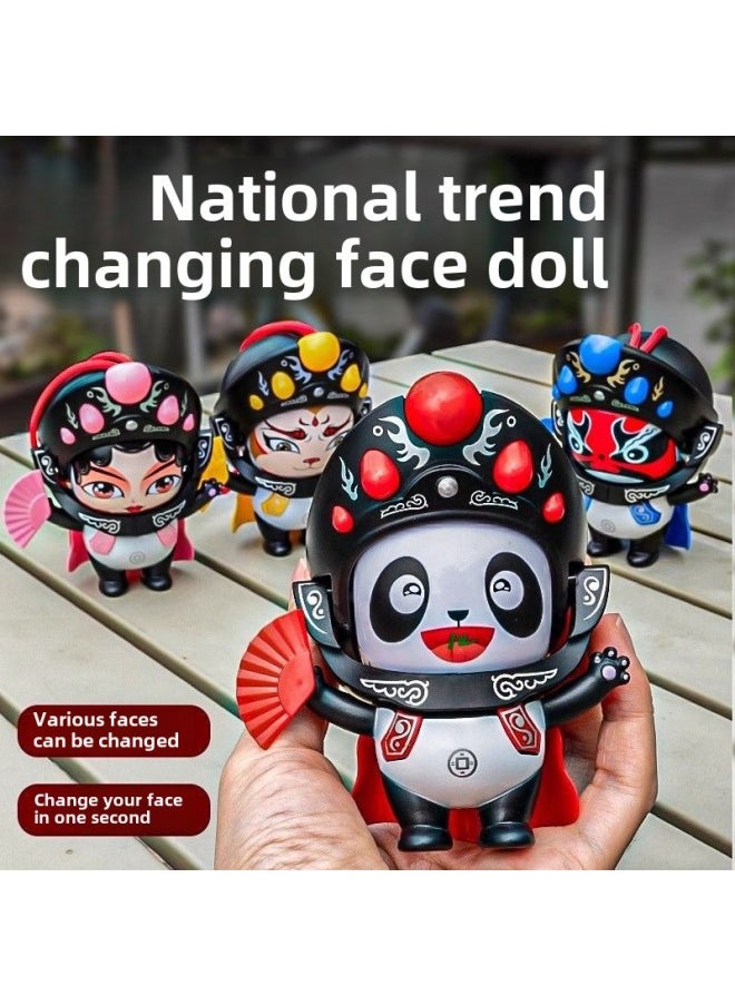 Guochao Sichuan Opera Panda Face-changing Doll Chinese Style Face-changing Children's Doll Doll Gift-giving Souvenir Toy-Color:Sichuan Drama Face Changing Powder  - Image 2
