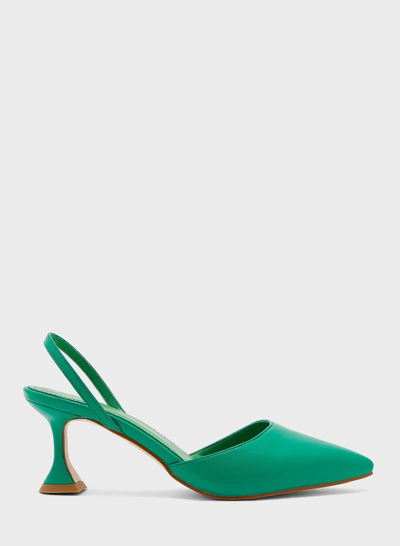 Ginger Flared Heel Pointed Pump