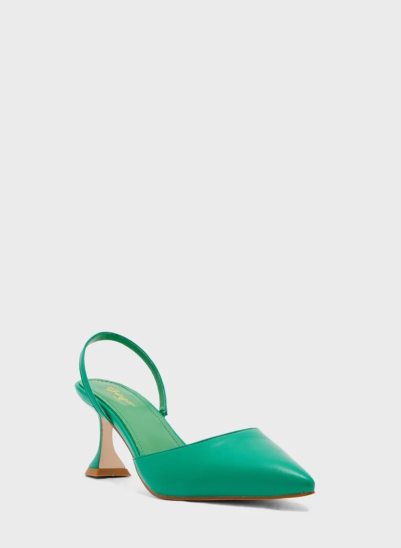 Ginger Flared Heel Pointed Pump
