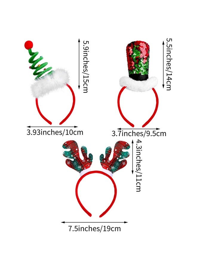 Elcoho 9 Pack Assortment Christmas Headbands Christmas Party Toys Hats Costume Reindeer Santa Headbands for Christmas Holiday Party, 9 Styles - Image 2