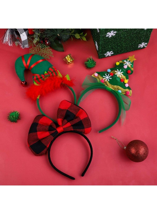 Elcoho 9 Pack Assortment Christmas Headbands Christmas Party Toys Hats Costume Reindeer Santa Headbands for Christmas Holiday Party, 9 Styles - Image 5