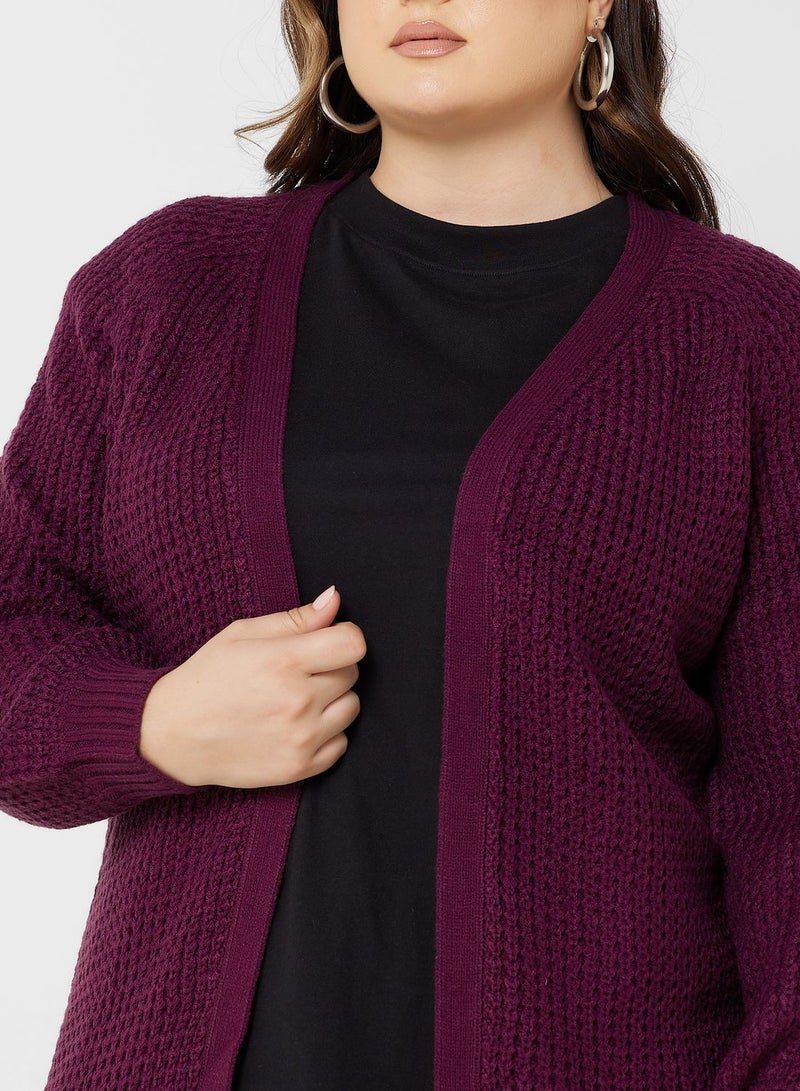 Open Front Knitted Cardigan