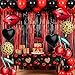 Realspring 30 Pcs Red and Black Birthday Party Decoration Kit with Foil Fringe BackdropCheetah Pattern Cherry Print Red Lips and Black Heart Balloon for Valentines Day Party DecorKiss The Miss Goodbye - Image 2