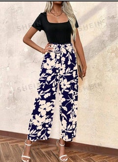 Shein SHEIN Women's Solid Color & Floral Short Sleeve Jumpsuit  - Image 2