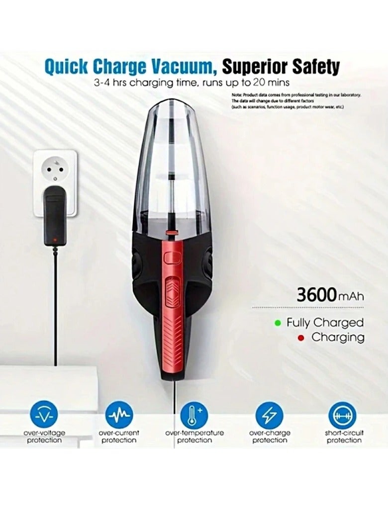 AROAQ Car Vacuum, Portable Wireless Vacuum Cleaner, Rechargeable Handheld Portable Auto Vacuum Cleaner, High Suction Power Quick Charging Cordless Duster For Home Office Car, (1pc) - Image 3