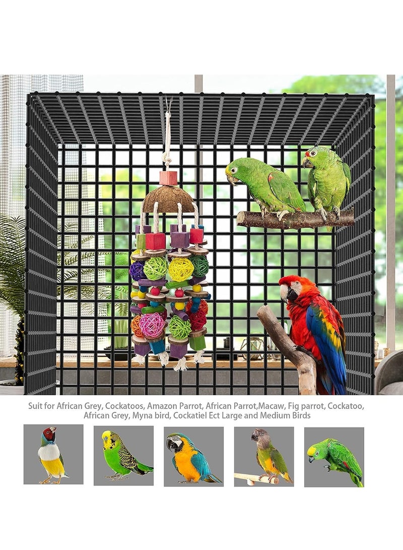 FengSVMA Large Bird Toys, Multicolored Wooden Blocks Chewing Toy for Macaws, Cokatoos, African Grey and Large Medium Parrots - Cage Bite Toy - Image 4