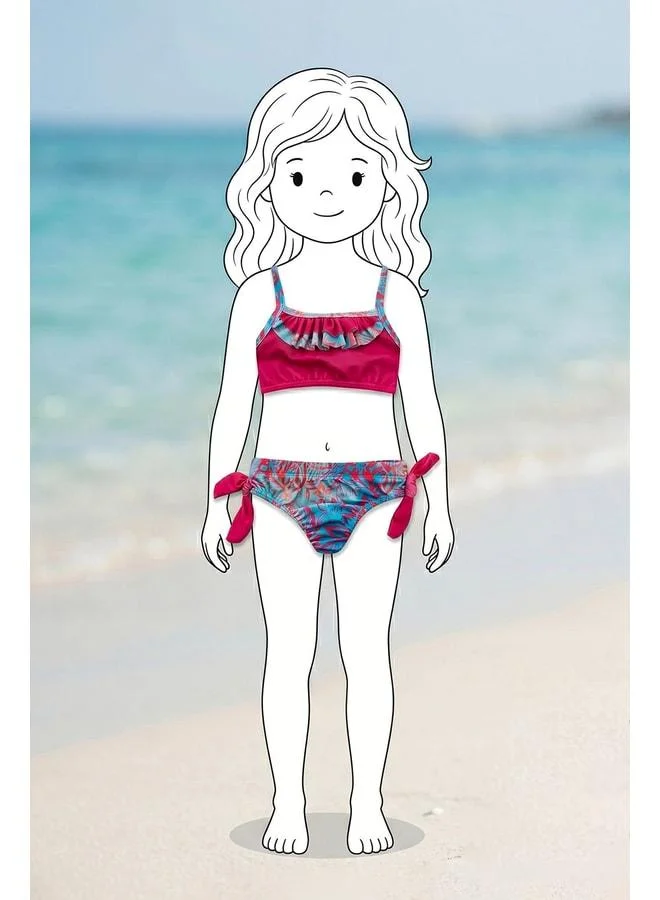 Zuzunga Girl's Colorful Tropical Pattern Bikini Set.