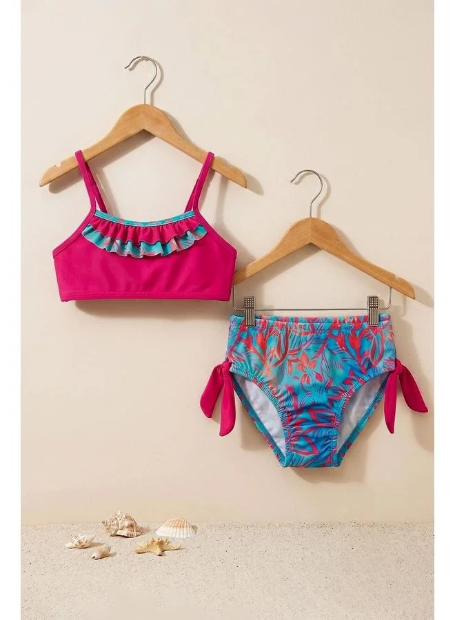 Zuzunga Girl's Colorful Tropical Pattern Bikini Set.