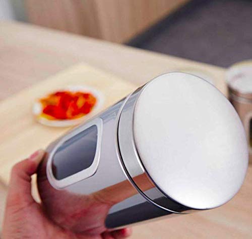 AVIROM Stainless Steel Plated Glass Kitchen Canister Airtight Food Storage Visible Window 350 ml Tea Coffee Sugar Container Pack of 1 Silver Window Jar 350ml - Image 5