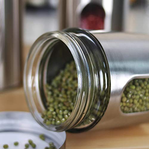 AVIROM Stainless Steel Plated Glass Kitchen Canister Airtight Food Storage Visible Window 350 ml Tea Coffee Sugar Container Pack of 1 Silver Window Jar 350ml - Image 4