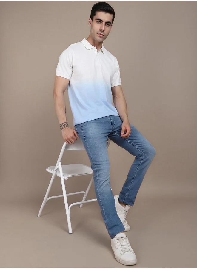 دينيس لينغو Blue T-Shirt for Men, Modern Casual