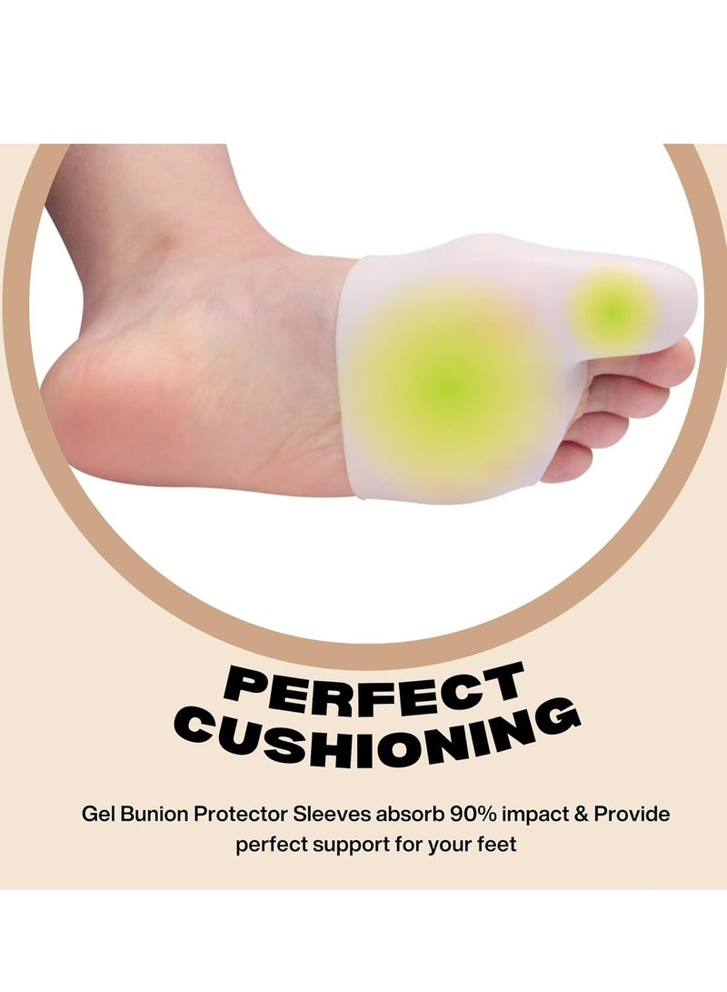 أوزيغالور 2 زوج من وسادات مشط القدم الهلامية مع تصميم جوارب أصابع القدم - أكمام واقية للوكعة لتخفيف الألم ودعم القدم - Image 4