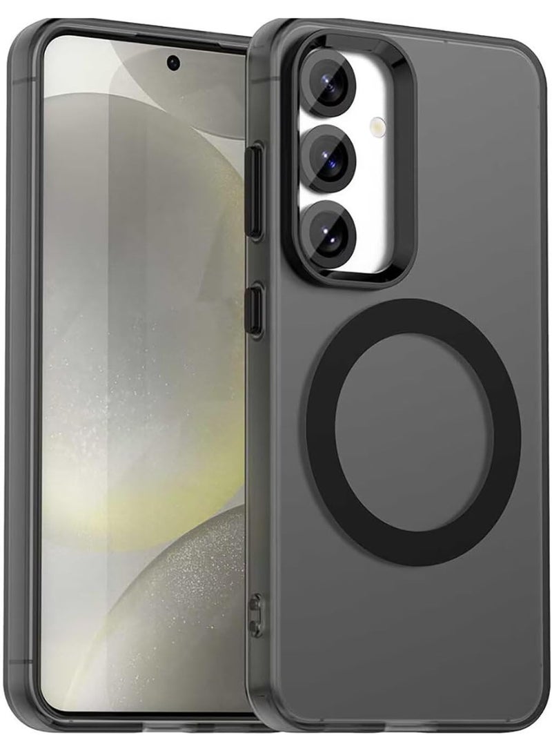 حافظة مغناطيسية لهاتف Samsung Galaxy S25 FE، متوافقة مع MagSafe، حافظة شفافة غير لامعة من البولي كربونات المضادة للخدش ومقاومة للصدمات لهاتف Samsung Galaxy S25 FE، أسود - Image 1