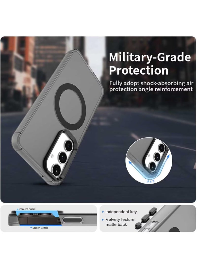 حافظة مغناطيسية لهاتف Samsung Galaxy S25 FE، متوافقة مع MagSafe، حافظة شفافة غير لامعة من البولي كربونات المضادة للخدش ومقاومة للصدمات لهاتف Samsung Galaxy S25 FE، أسود - Image 2