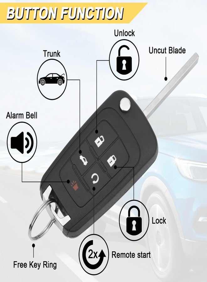 Vurkcy Key Fob Replacement for 2014-2019 Buick Encore/ 10-12 Allure/ 10-16 Lacrosse/ 11-17 Regal/ 12-17 Verano/ 10-19 Chevy Equinox Camaro/ 11-16 Cruze Malibu/ 14-19 Impala/ 12-17 Sonic Keyless,2Pcs - Image 3