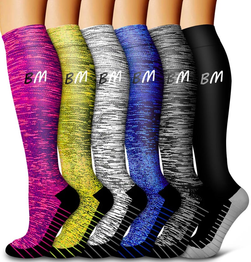 Bluemaple 6 Pack Copper Compression Socks for Women and Men Circulation-Best Support for Medical, Running,Nursing,Athletic - Image 1
