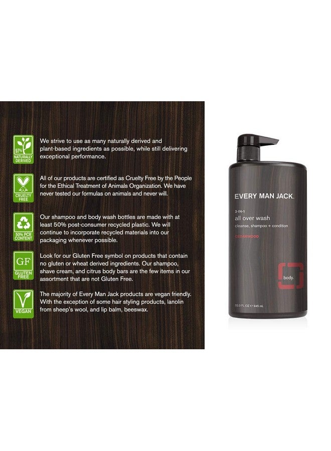 Every Man Jack Men's Body Wash - | 33-ounce Twin Pack - 2 Bottles Included | Naturally Derived, Parabens-free, Pthalate-free, Dye-free, and Certified Cruelty Free (Cedarwood) - Image 4