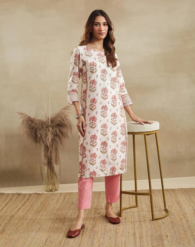 Natural Cotton Silk Long Kurta
