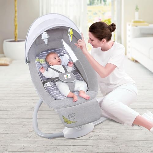 StarAndDaisy X Mastela 3 in 1 Swing Rocker Automatic for New Born Baby 0 to 18 Month Girl & Boy with 4- Swing Modes, Multi Backrest Adjustment - Ice Cream - Image 1